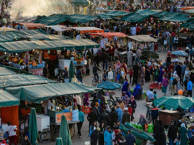 Marrakech square Jemaa el Fna early evening